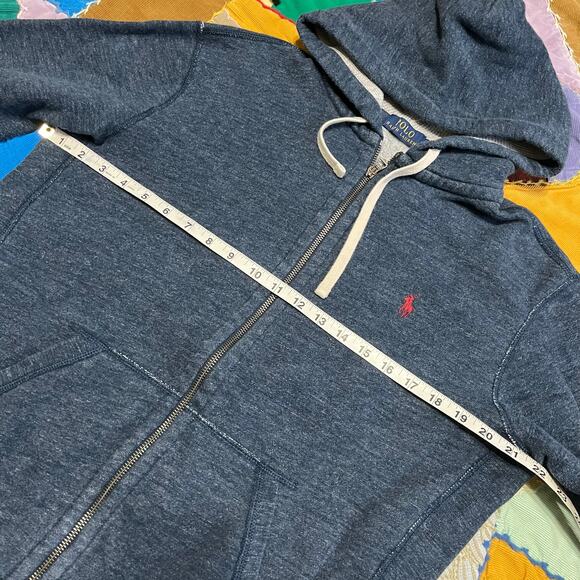 Polo Ralph Lauren Reverse Weave Ashy Navy Blue Full Zip Hoodie Medium - Picture 5 of 6